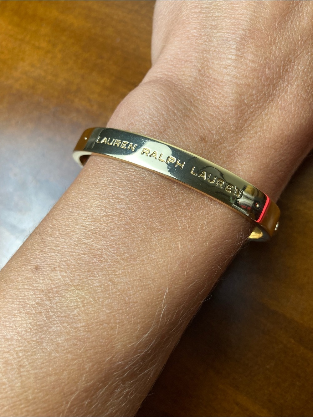 Lauren Ralph Lauren Shiny Gold Logo Cuff Bracelet
